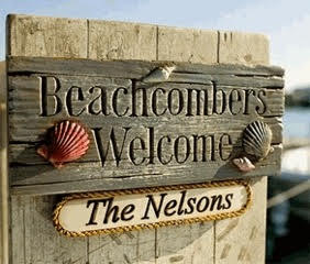Beachcombers Welcome Sign personalized with your family name